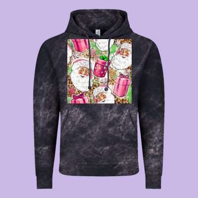 Pink Christmas Santa Claus And Gift Box Vintage Hoodie Designed By Nancycooperartshop