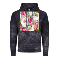 Cloud Black Pink Christmas Santa Claus and gift box Vintage Hoodie - NancyCooperArtShop