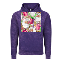 Cloud Purple Pink Christmas Santa Claus and gift box Vintage Hoodie - NancyCooperArtShop
