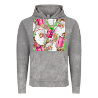 Cloud Rock Pink Christmas Santa Claus and gift box Vintage Hoodie - NancyCooperArtShop
