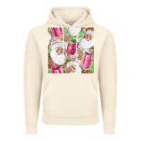 Vintage Artic Pink Christmas Santa Claus and gift box Vintage Hoodie - NancyCooperArtShop