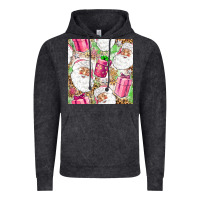 Vintage Black Pink Christmas Santa Claus and gift box Vintage Hoodie - NancyCooperArtShop