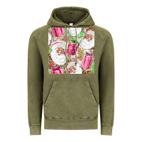 Vintage Olive Pink Christmas Santa Claus and gift box Vintage Hoodie - NancyCooperArtShop