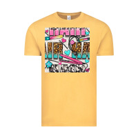 Vintage Mustard leopard and cowhide hair and curling iron with hearts and flowers seam Vintage Tee - BundleAndBundleShop
