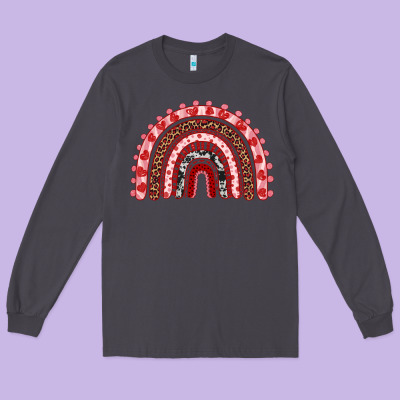Valentines Day Rainbow Long Sleeve Tee Designed By Ranaportraitstore