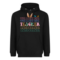 Black Easter bunny Teacher Heavyweight Hoodie - OliviaCreatesArt