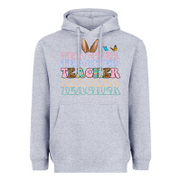 Heather Grey Easter bunny Teacher Heavyweight Hoodie - OliviaCreatesArt