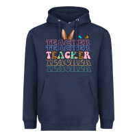 Navy Easter bunny Teacher Heavyweight Hoodie - OliviaCreatesArt