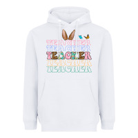 White Easter bunny Teacher Heavyweight Hoodie - OliviaCreatesArt