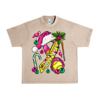 French Oak Pink Christmas Breast Cancer Ribbon Softball Urban Heavy Tee - BundleAndBundleShop