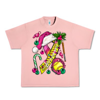 Salmon Pink Christmas Breast Cancer Ribbon Softball Urban Heavy Tee - BundleAndBundleShop