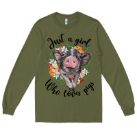 Army Green just a girl who loves pigs floral wreath Long Sleeve Tee - BarkalooDesign