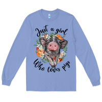 Colony Blue just a girl who loves pigs floral wreath Long Sleeve Tee - BarkalooDesign