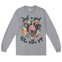 Heather Grey just a girl who loves pigs floral wreath Long Sleeve Tee - BarkalooDesign