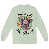 Matcha just a girl who loves pigs floral wreath Long Sleeve Tee - BarkalooDesign