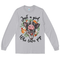 Moon Dust just a girl who loves pigs floral wreath Long Sleeve Tee - BarkalooDesign
