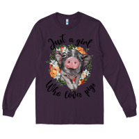 Plum just a girl who loves pigs floral wreath Long Sleeve Tee - BarkalooDesign