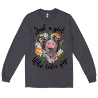 Smoke just a girl who loves pigs floral wreath Long Sleeve Tee - BarkalooDesign