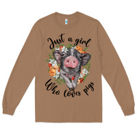 Toasted Coconut just a girl who loves pigs floral wreath Long Sleeve Tee - BarkalooDesign