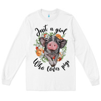 Just A Girl Who Loves Pigs Floral Wreath Long Sleeve Tee | Teevron