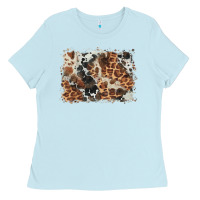 Baby Blue cowhide leopard background Ladies Tee - BarkalooDesign