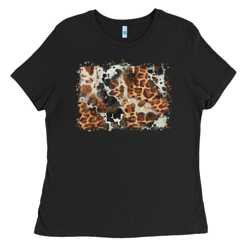 Cowhide Leopard Background Ladies Tee by BarkalooDesign | Teevron