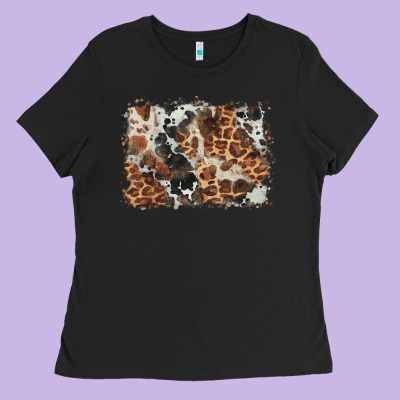 Cowhide Leopard Background Ladies Tee Designed By Barkaloodesign