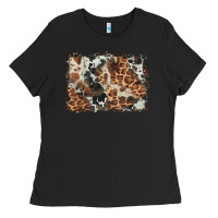 Black cowhide leopard background Ladies Tee - BarkalooDesign