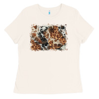 Bone cowhide leopard background Ladies Tee - BarkalooDesign