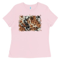 Bubblegum Pink cowhide leopard background Ladies Tee - BarkalooDesign