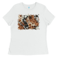 White cowhide leopard background Ladies Tee - BarkalooDesign