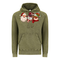 Vintage Olive santa snowman reindeer Vintage Hoodie - MaliasSmallBusiness