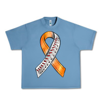 Pebble Blue Kidney Cancer Ribbon Baseball Urban Heavy Tee - BundleAndBundleShop