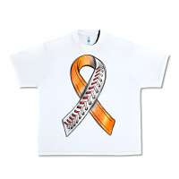 White Kidney Cancer Ribbon Baseball Urban Heavy Tee - BundleAndBundleShop