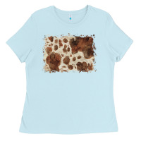 Baby Blue cowhide background Ladies Tee - BarkalooDesign
