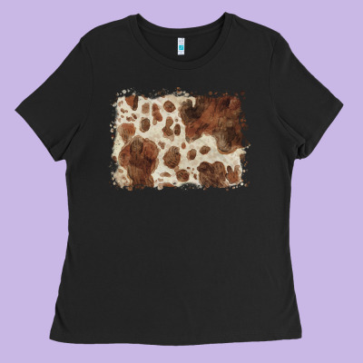 Cowhide Background Ladies Tee Designed By Barkaloodesign