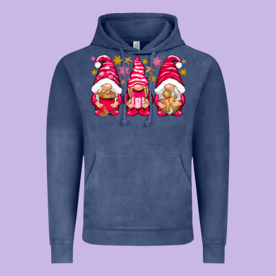 Pink Christmas Gnomes Vintage Hoodie Designed By Nancycooperartshop