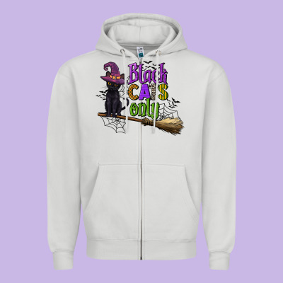 Black Cats Only Zipper Hoodie Designed By Cowgirlartshop