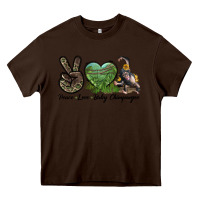 Chocolate Brown Leopard Peace Love Baby Chimpanzee Heavy Core Tee - LillyAllenDesigns