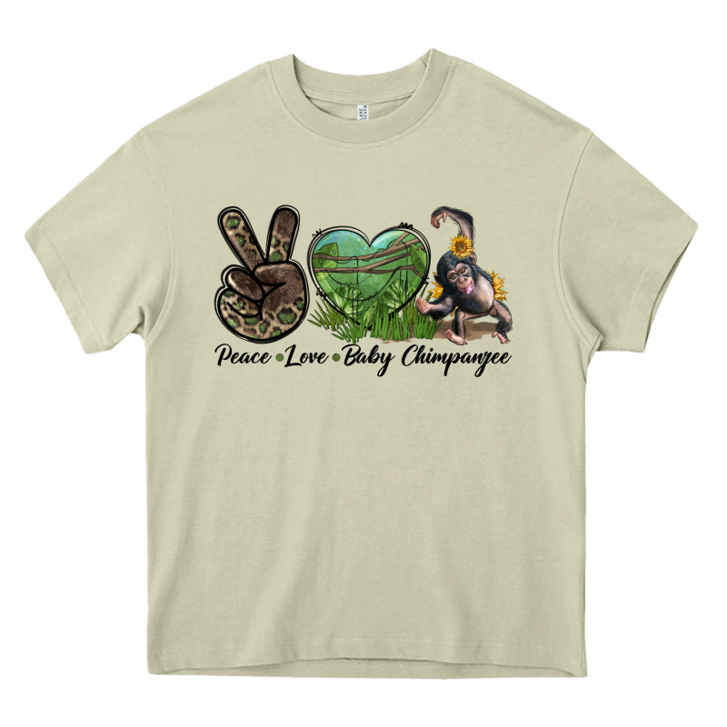 Leopard Peace Love Baby Chimpanzee Heavy Core Tee by LillyAllenDesigns | Teevron