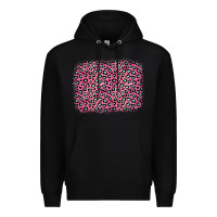 Black pink glitter leopard with heart background Premium Hoodie - OliviaCreatesArt