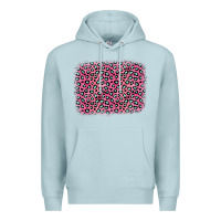 Blue Mist pink glitter leopard with heart background Premium Hoodie - OliviaCreatesArt