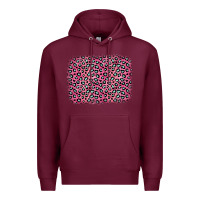 Burgundy pink glitter leopard with heart background Premium Hoodie - OliviaCreatesArt