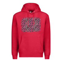 Cardinal pink glitter leopard with heart background Premium Hoodie - OliviaCreatesArt