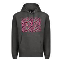 Charcoal Heather pink glitter leopard with heart background Premium Hoodie - OliviaCreatesArt