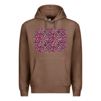 Chestnut pink glitter leopard with heart background Premium Hoodie - OliviaCreatesArt