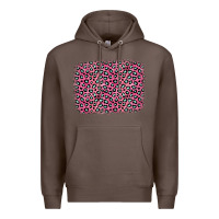 Coffee pink glitter leopard with heart background Premium Hoodie - OliviaCreatesArt