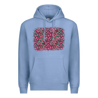 Colony Blue pink glitter leopard with heart background Premium Hoodie - OliviaCreatesArt