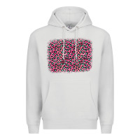 Dove Grey pink glitter leopard with heart background Premium Hoodie - OliviaCreatesArt