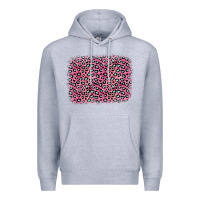 Heather Grey pink glitter leopard with heart background Premium Hoodie - OliviaCreatesArt